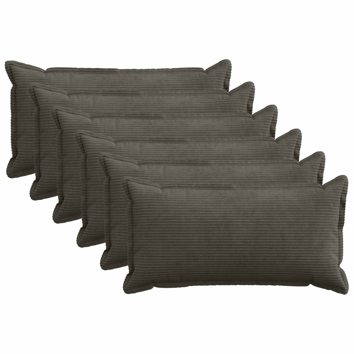 Cushion Cover 6 pcs HOUTEN Anthracite 40 x 70 cm Corduroy
