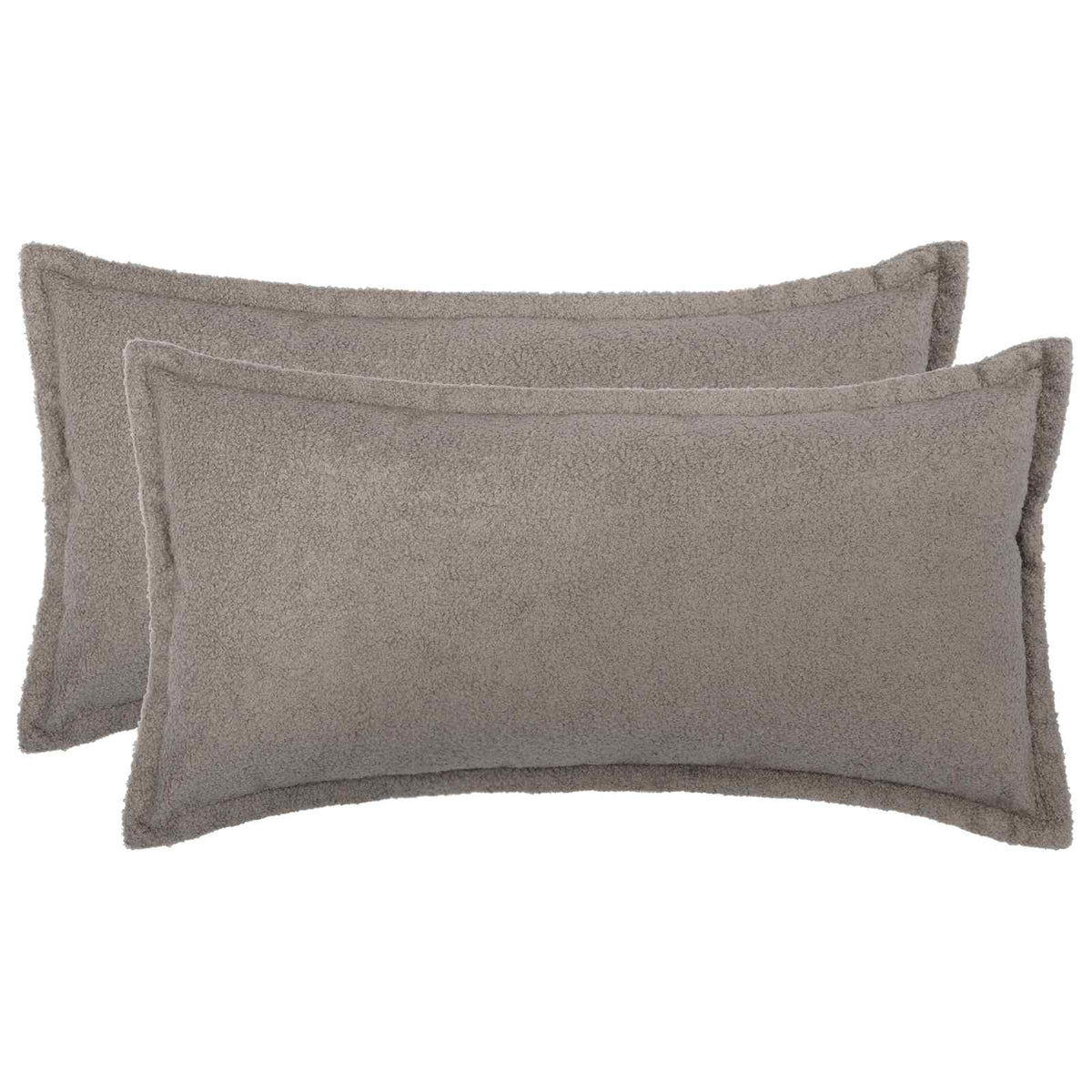 Cushion Cover 2 pcs HOUTEN Light Grey 40 x 70 cm Bouclé