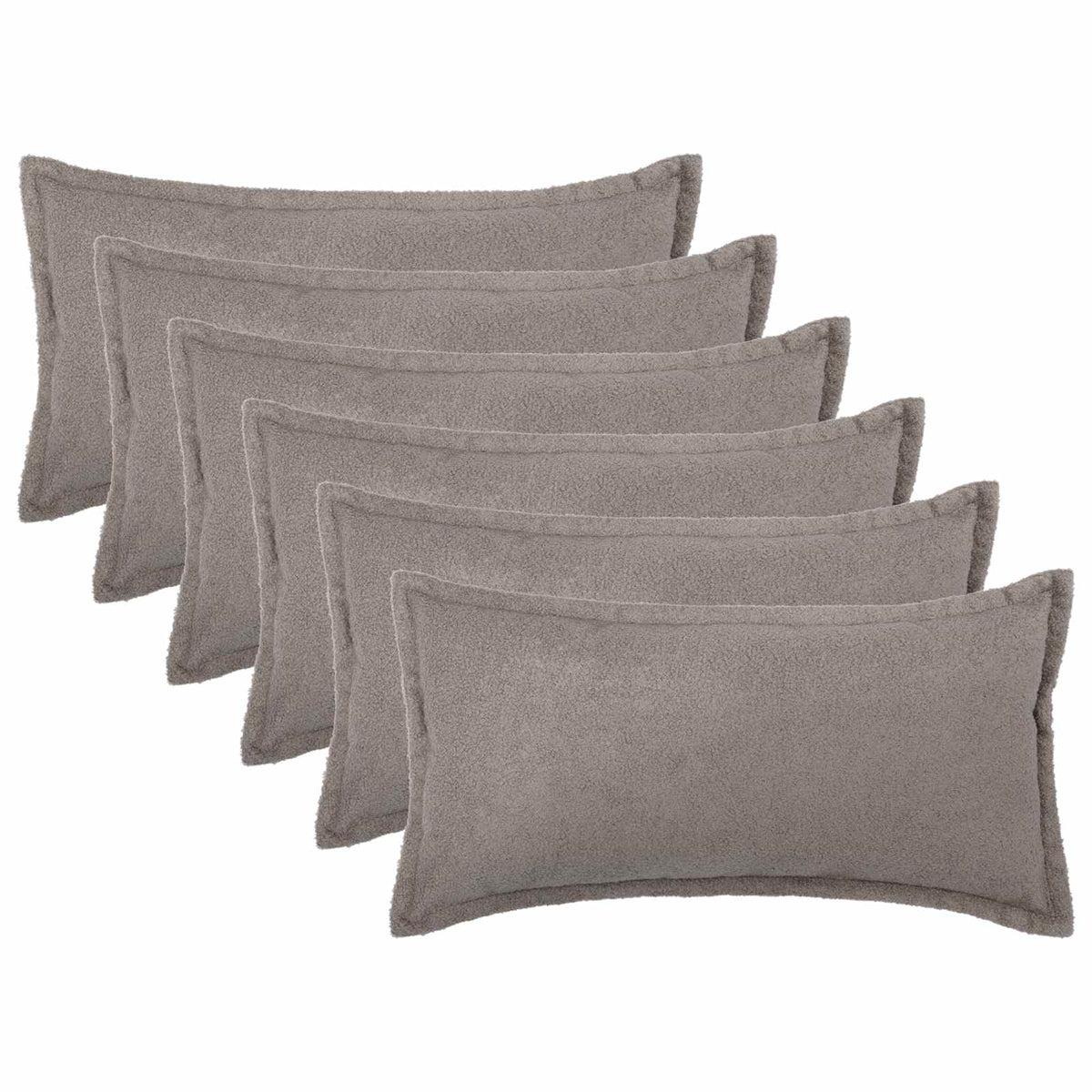 Cushion Cover 6 pcs HOUTEN Light Grey 40 x 70 cm Bouclé