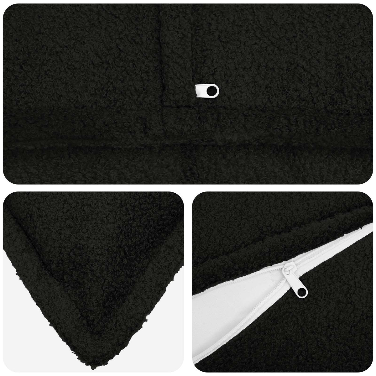 Cushion Cover 6 pcs HOUTEN Black 40 x 70 cm Bouclé