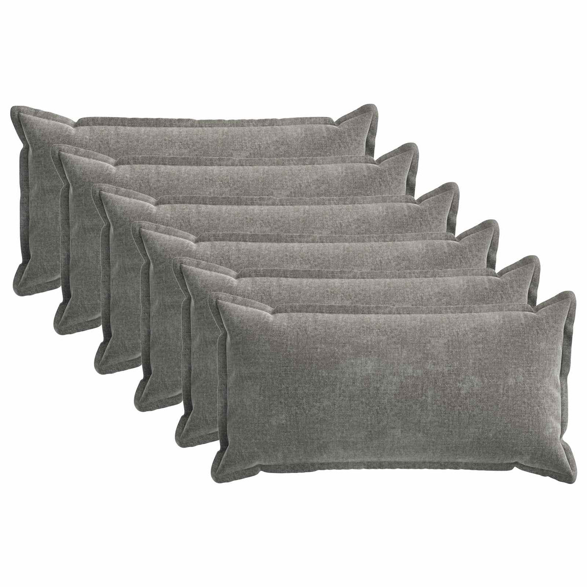 Cushion Cover 6 pcs HOUTEN Dark Grey 40 x 70 cm Chenille Fabric
