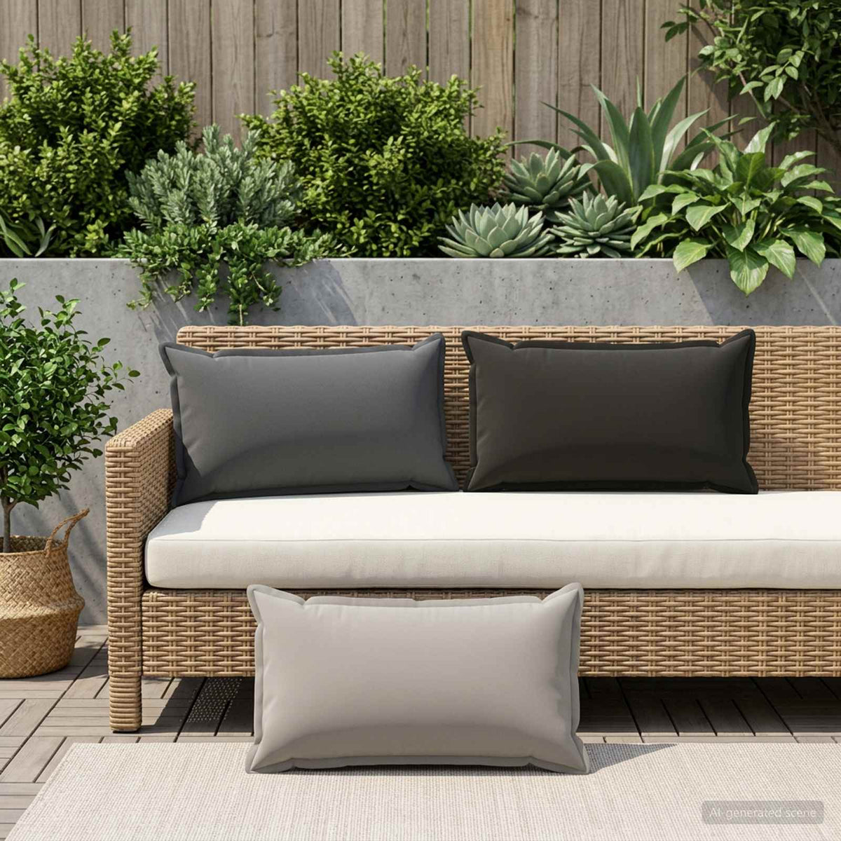 Cushion with Pillow HOUTEN 2 pcs Grey Polyester