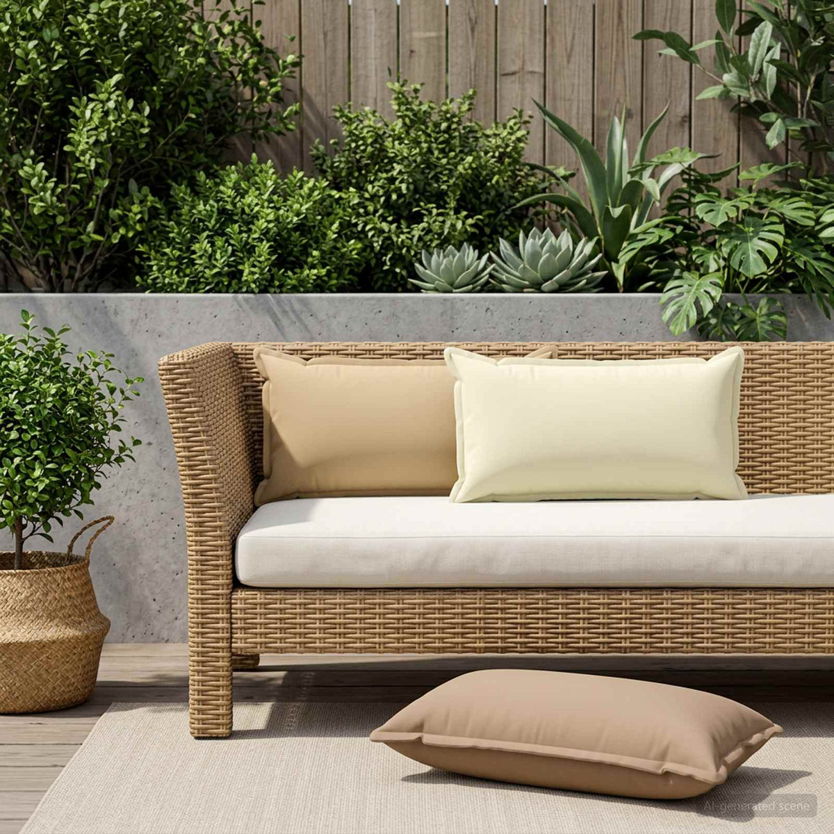 Cushion with Pillow HOUTEN 2 pcs Taupe Polyester