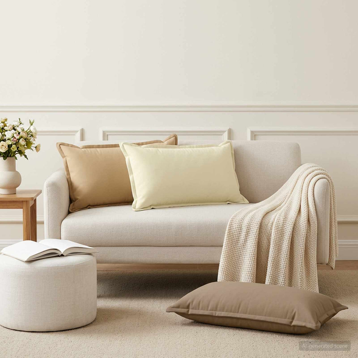 Cushion with Pillow HOUTEN 2 pcs Taupe Polyester