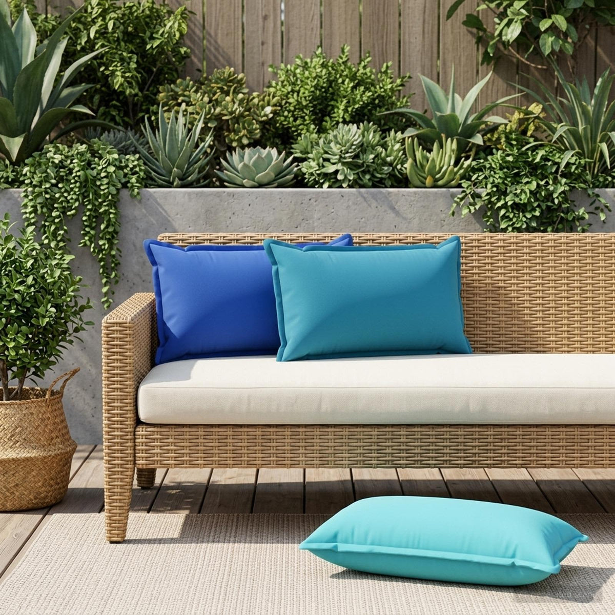 Cushion with Pillow HOUTEN 2 pcs Turquoise Polyester