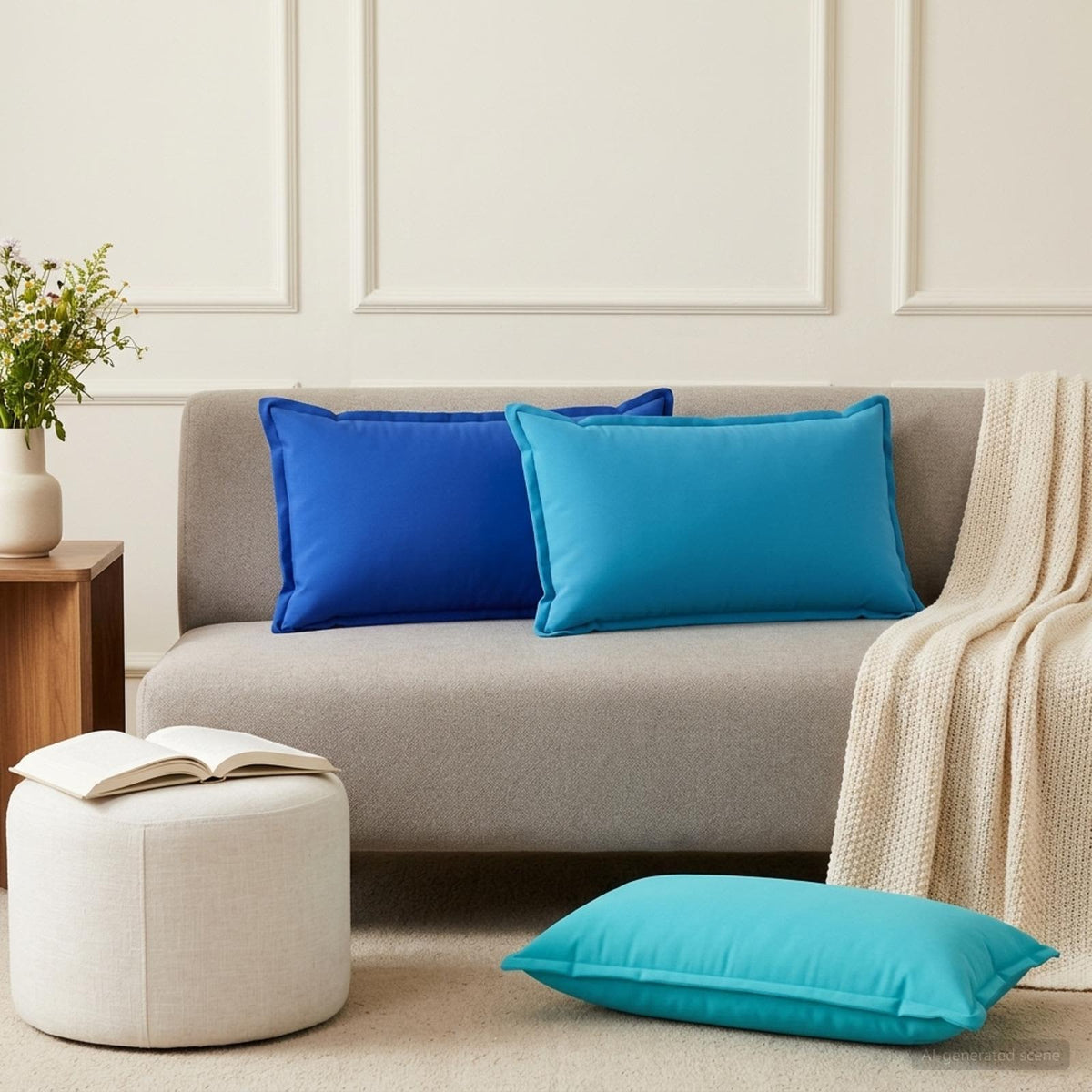 Cushion with Pillow HOUTEN 6 pcs Turquoise Polyester
