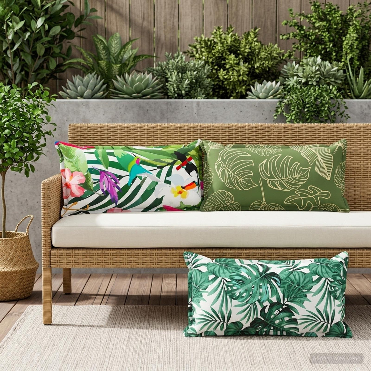 Cushion Leaf with Pillow HOUTEN 2 pcs Leaf Design Polyester