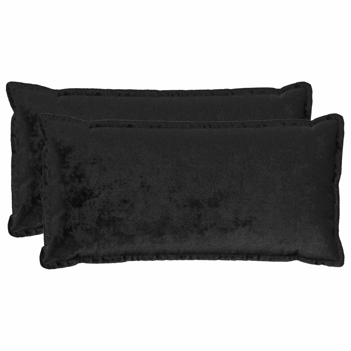 Cushion Cover 2 pcs HOUTEN Black 40 x 70 cm Flannel