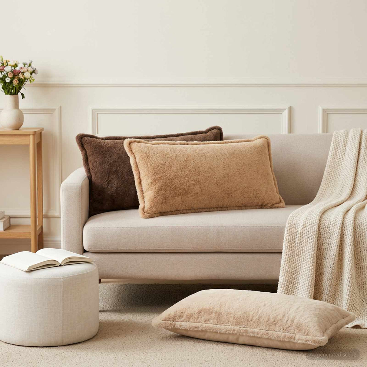 Cushion Cover 6 pcs HOUTEN Light Brown 40 x 70 cm