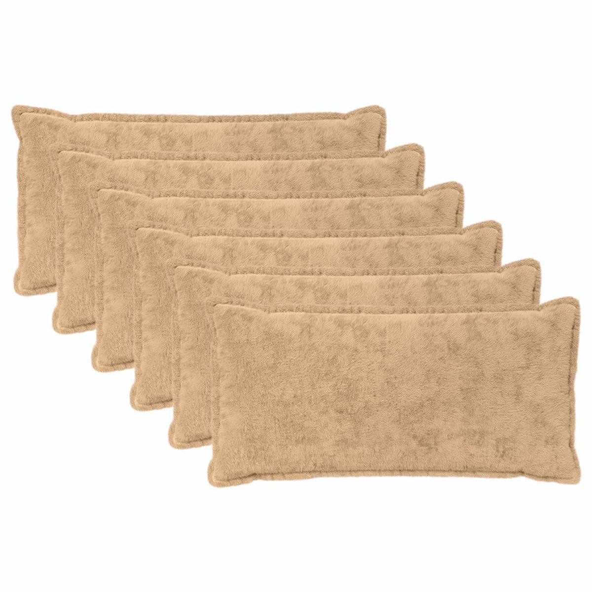 Cushion Cover 6 pcs HOUTEN Cream 40 x 70 cm Faux Rabbit Fur