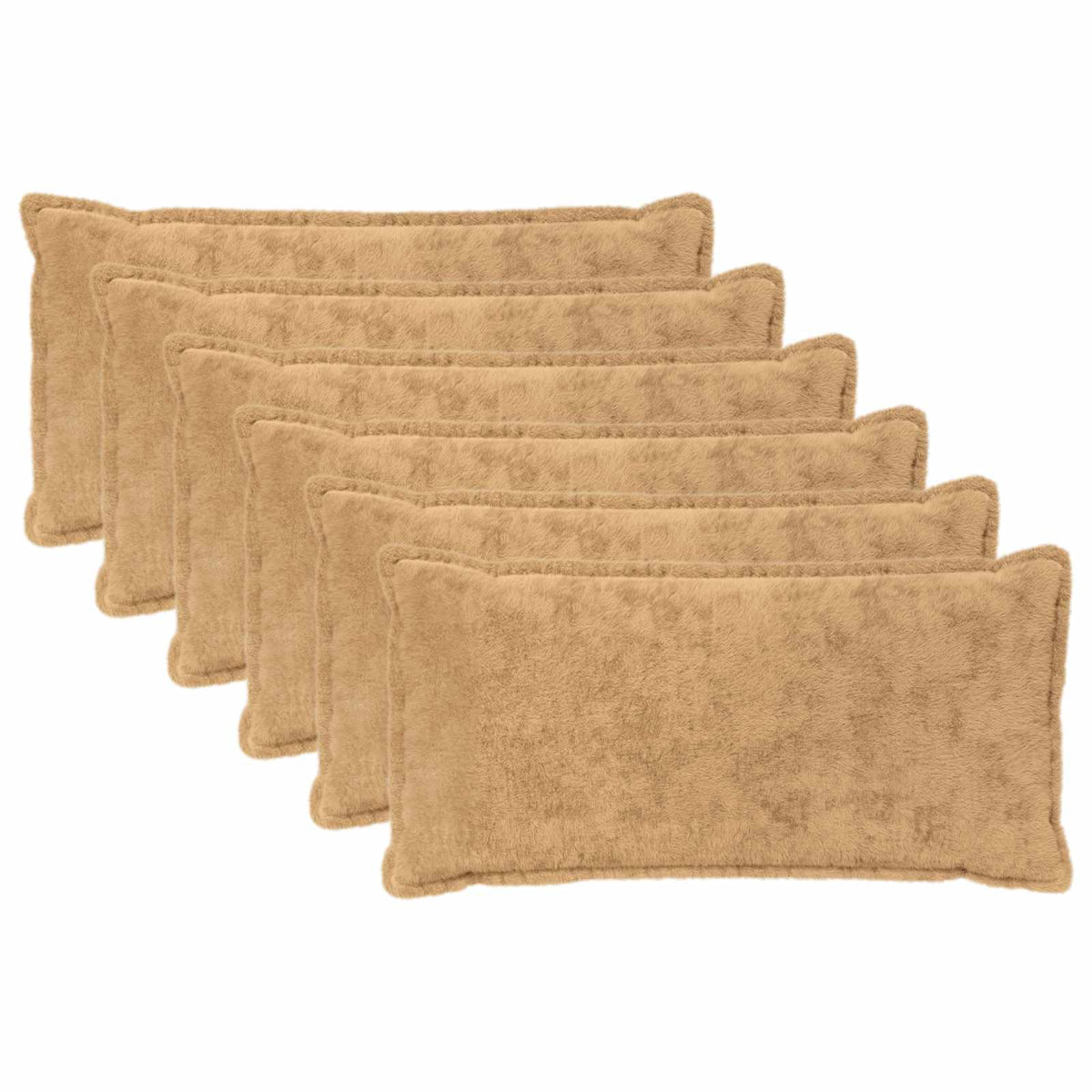 Cushion Cover 6 pcs HOUTEN Taupe 40 x 70 cm Faux Rabbit Fur