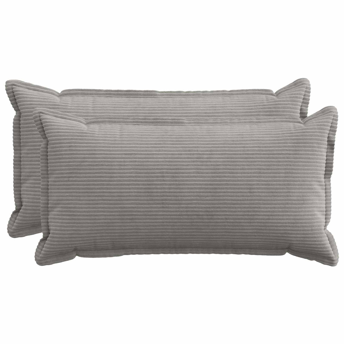 Cushion Cover 2 pcs HOUTEN Light Grey 40 x 80 cm Corduroy