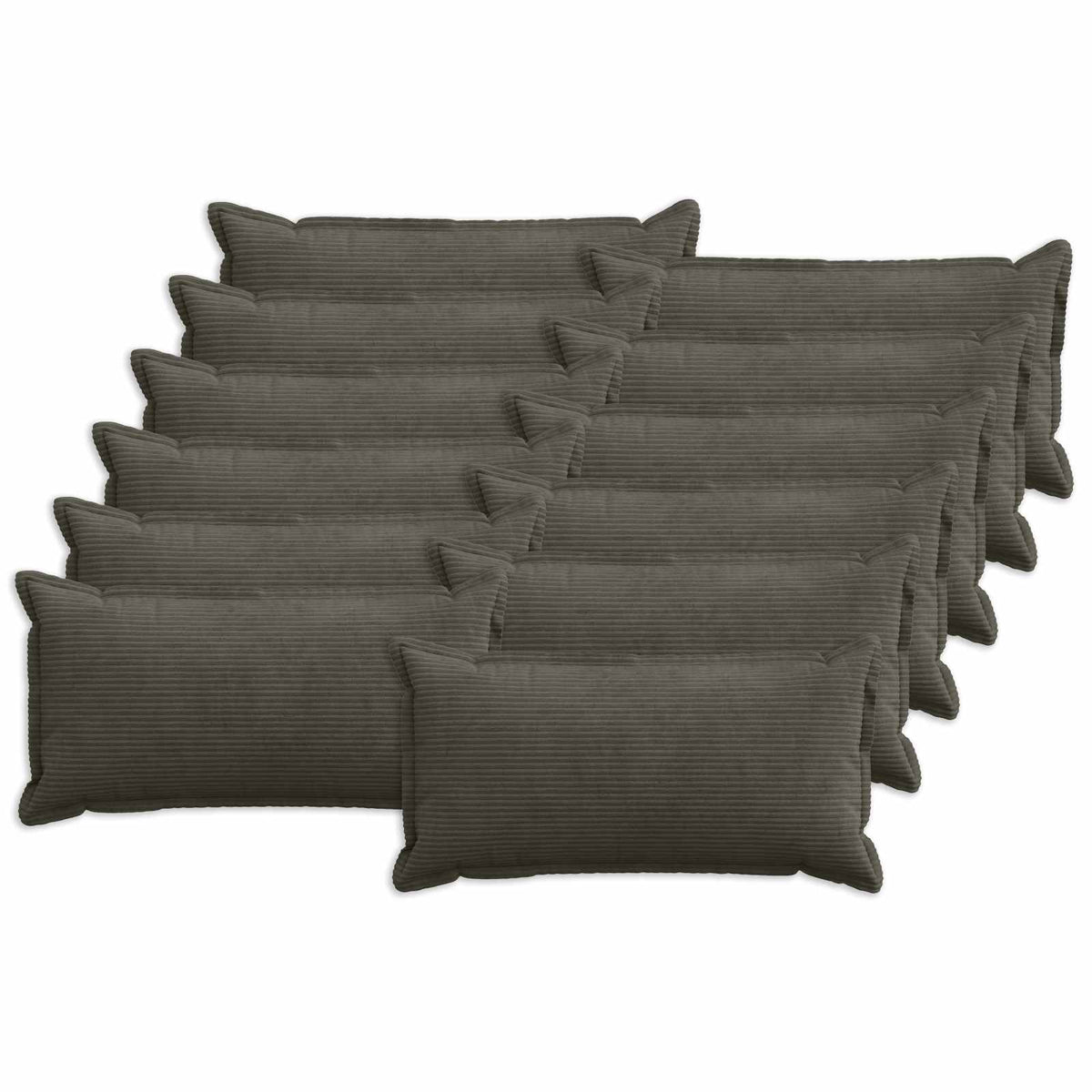 Cushion Cover 12 pcs HOUTEN Anthracite 40 x 80 cm Corduroy