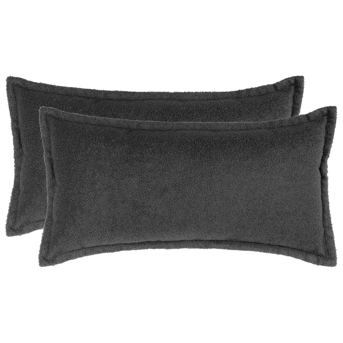 Cushion Cover 2 pcs HOUTEN Dark Grey 40 x 80 cm Bouclé