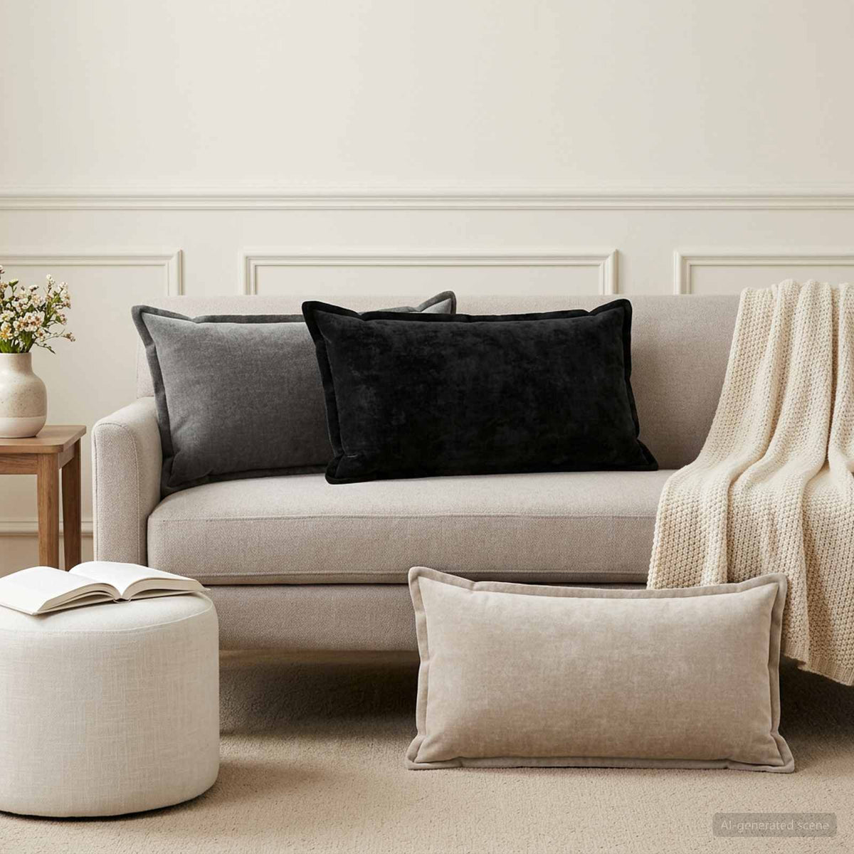 Cushion Cover 2 pcs HOUTEN Light Grey 40 x 80 cm