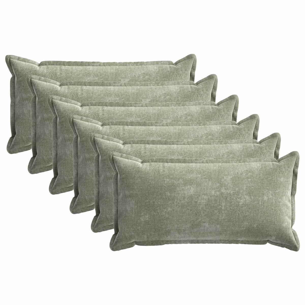 Cushion Cover 6 pcs HOUTEN Green 40 x 80 cm Chenille Fabric