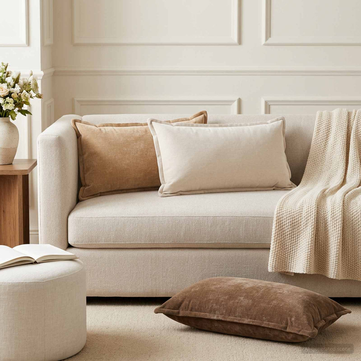Cushion Cover 6 pcs HOUTEN Brown 40 x 70 cm Chenille Fabric