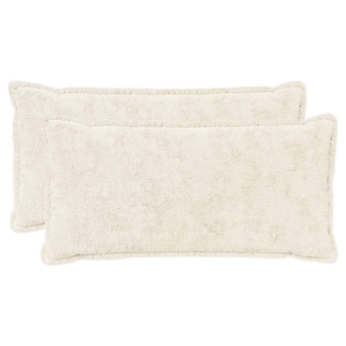 Cushion Cover 2 pcs HOUTEN White 40 x 80 cm Faux Rabbit Fur