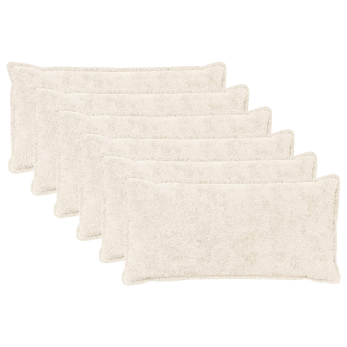 Cushion Cover 6 pcs HOUTEN White 40 x 80 cm Faux Rabbit Fur