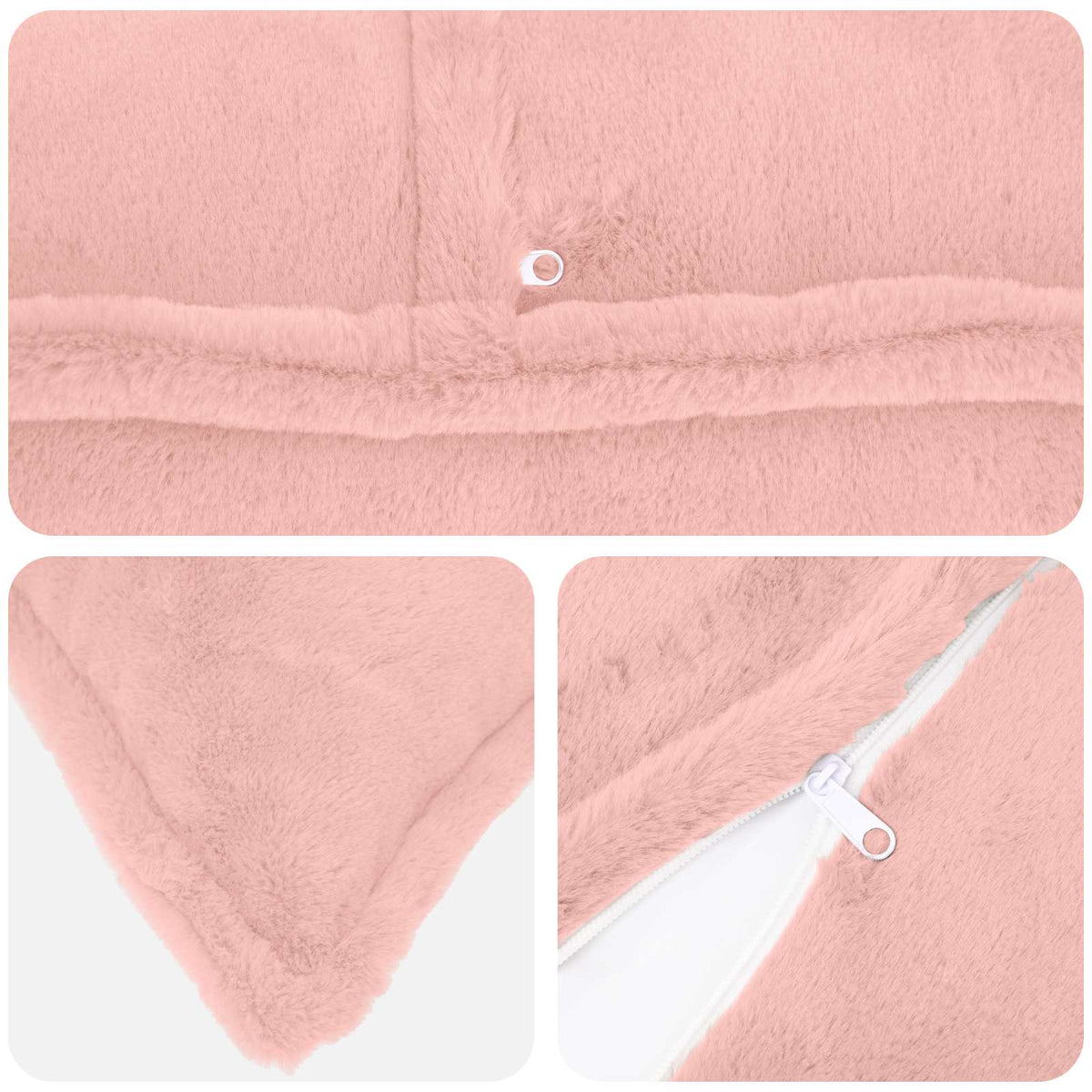 Cushion Cover 12 pcs HOUTEN Pink 40 x 80 cm Faux Rabbit Fur