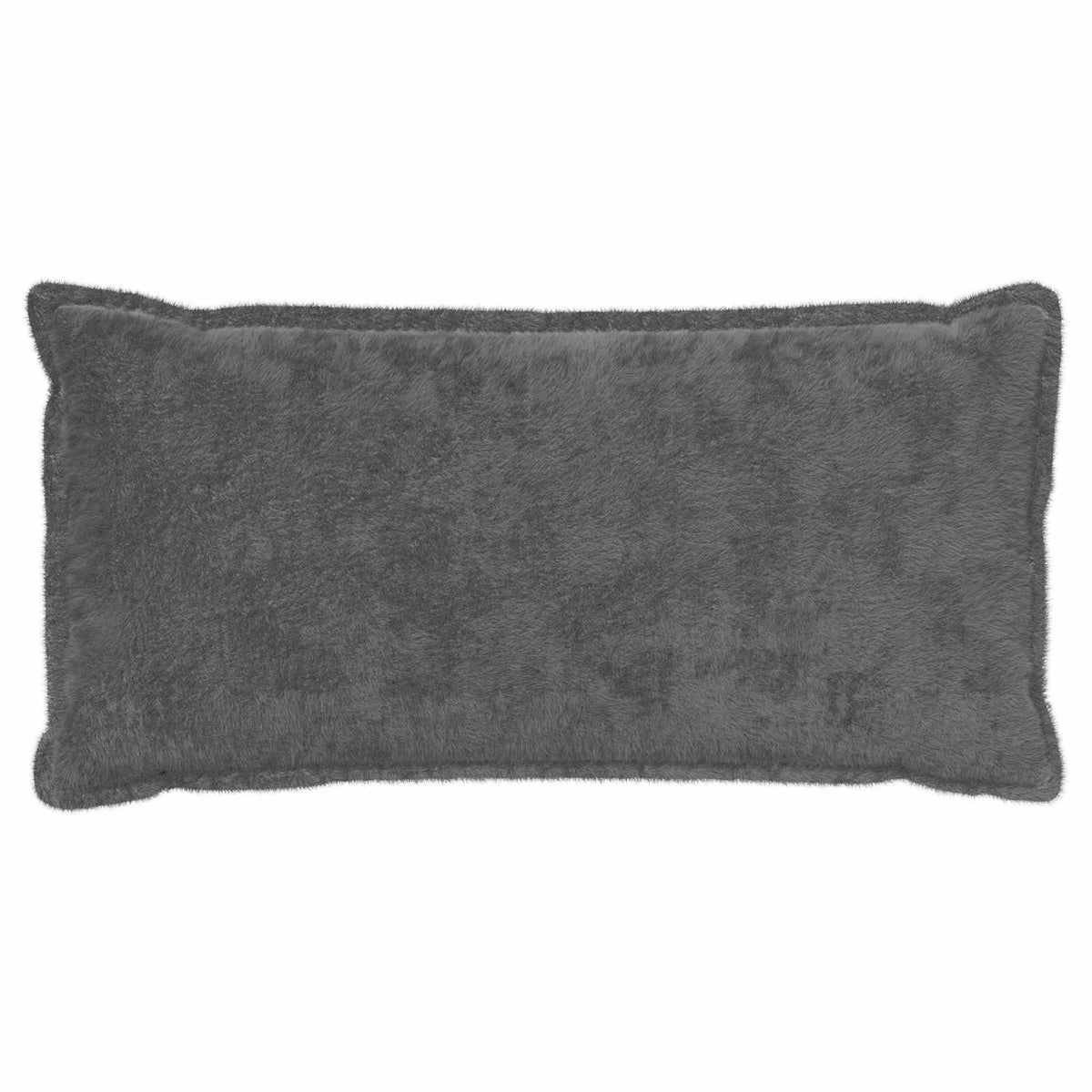 Cushion Cover 2 pcs HOUTEN Dark Grey 40 x 80 cm Faux Rabbit Fur
