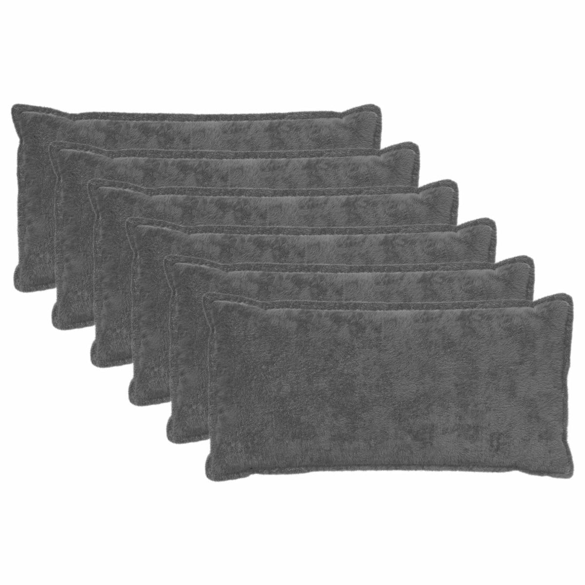 Cushion Cover 6 pcs HOUTEN Dark Grey 40 x 80 cm Faux Rabbit Fur
