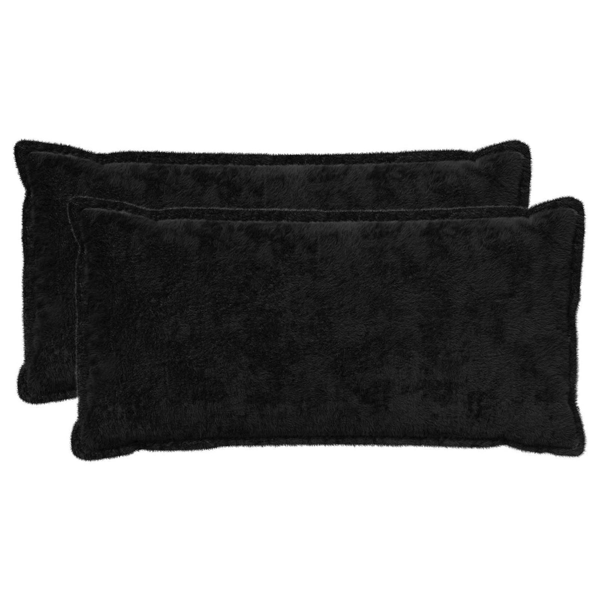 Cushion Cover 2 pcs HOUTEN Black 40 x 80 cm Faux Rabbit Fur