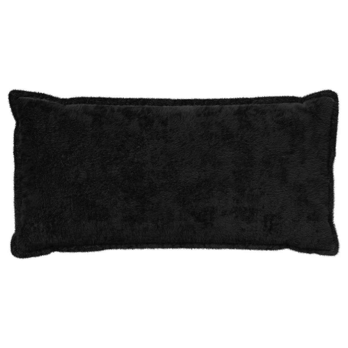 Cushion Cover 2 pcs HOUTEN Black 40 x 80 cm Faux Rabbit Fur