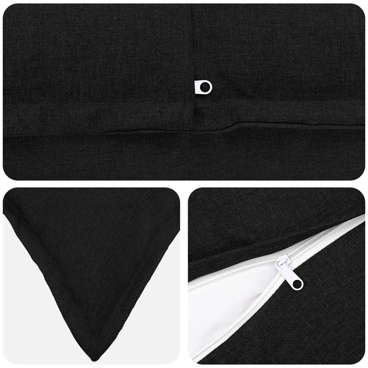 Cushion Cover 12 pcs HOUTEN Black 45 x 45 cm Faux Linen