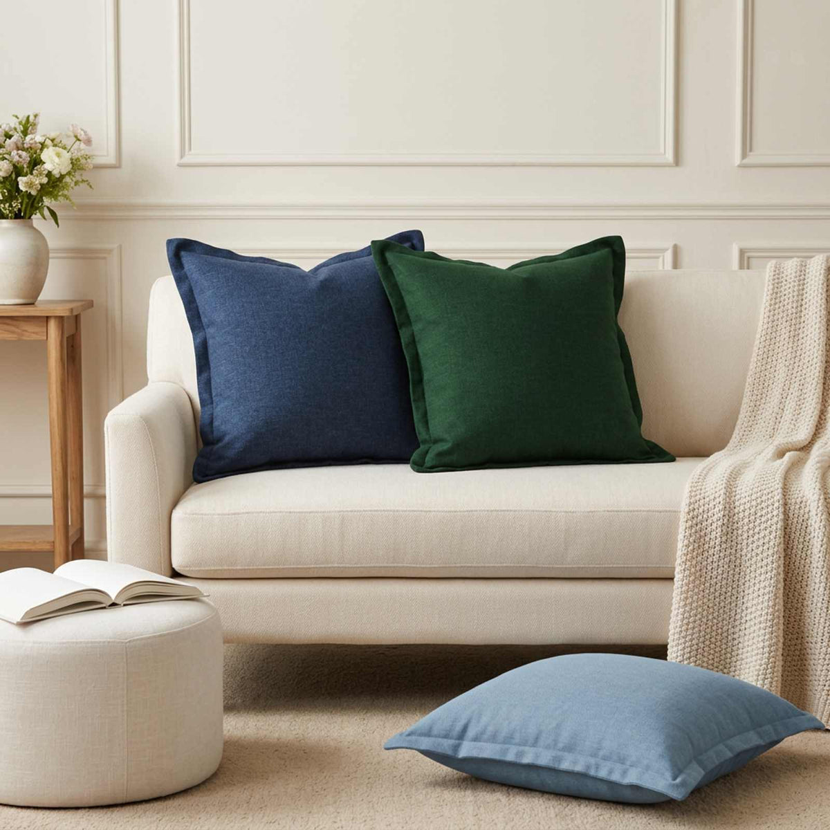 Throw Pillow 6 pcs HOUTEN Blue 45 x 45 cm Faux Linen
