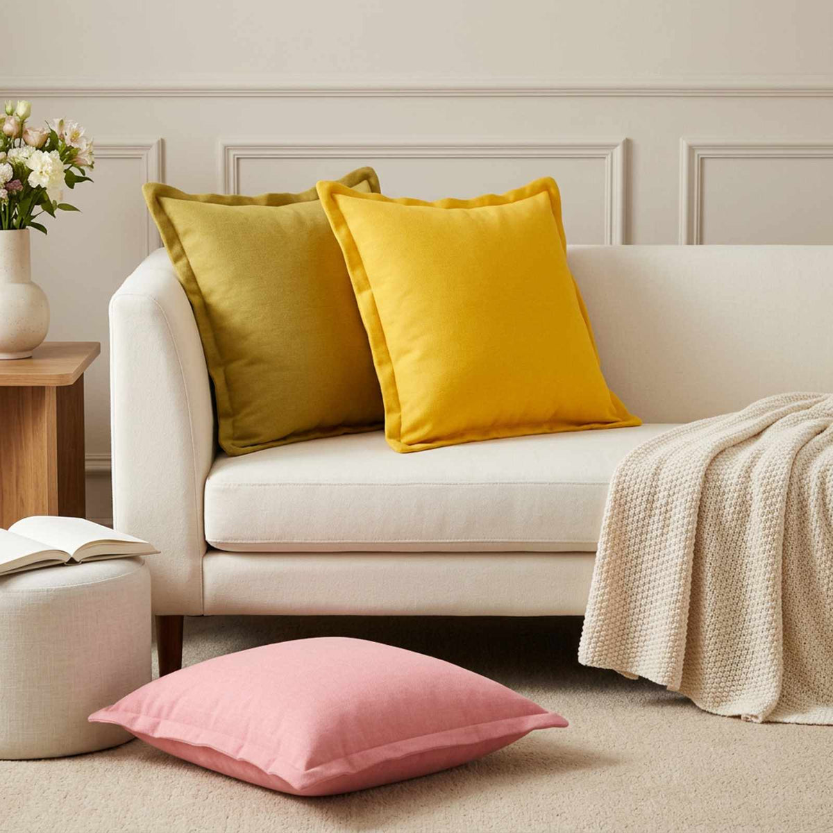 Throw Pillow 6 pcs HOUTEN Pink 45 x 45 cm Faux Linen