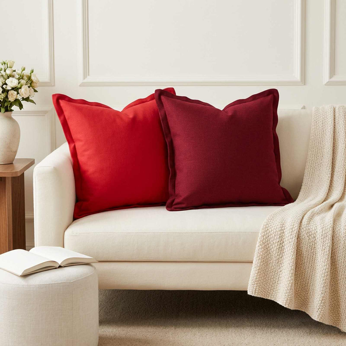 Cushion Cover 6 pcs HOUTEN Red 45 x 45 cm Faux Linen