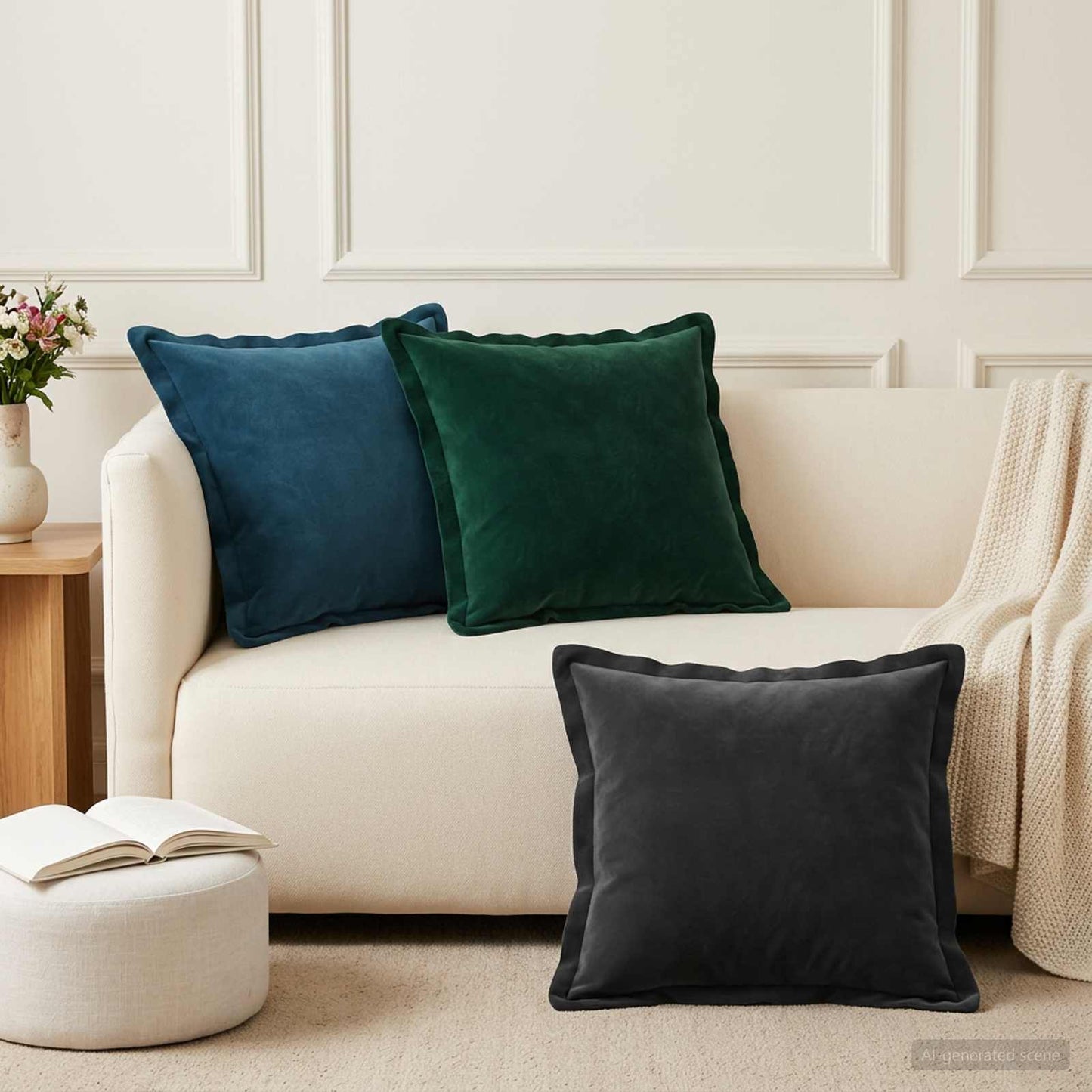 Cushion with Pillow HOUTEN 6 pcs Black Velvet