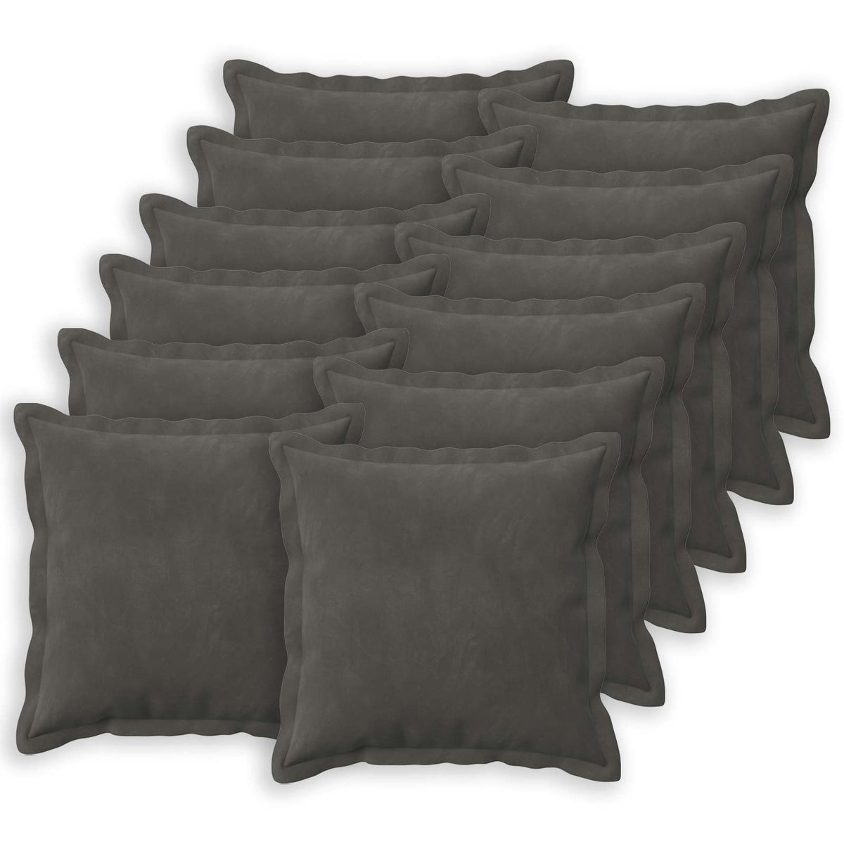 Cushion Cover 12 pcs HOUTEN Dark Grey 45 x 45 cm Velvet