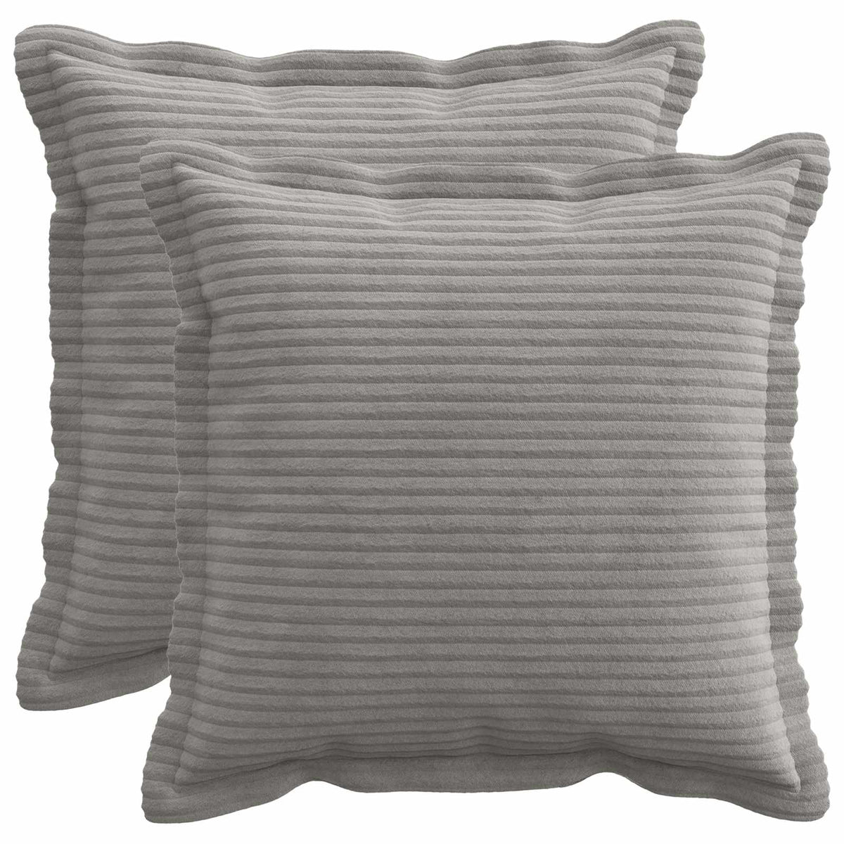Cushion Cover 2 pcs HOUTEN Light Grey 45 x 45 cm Corduroy