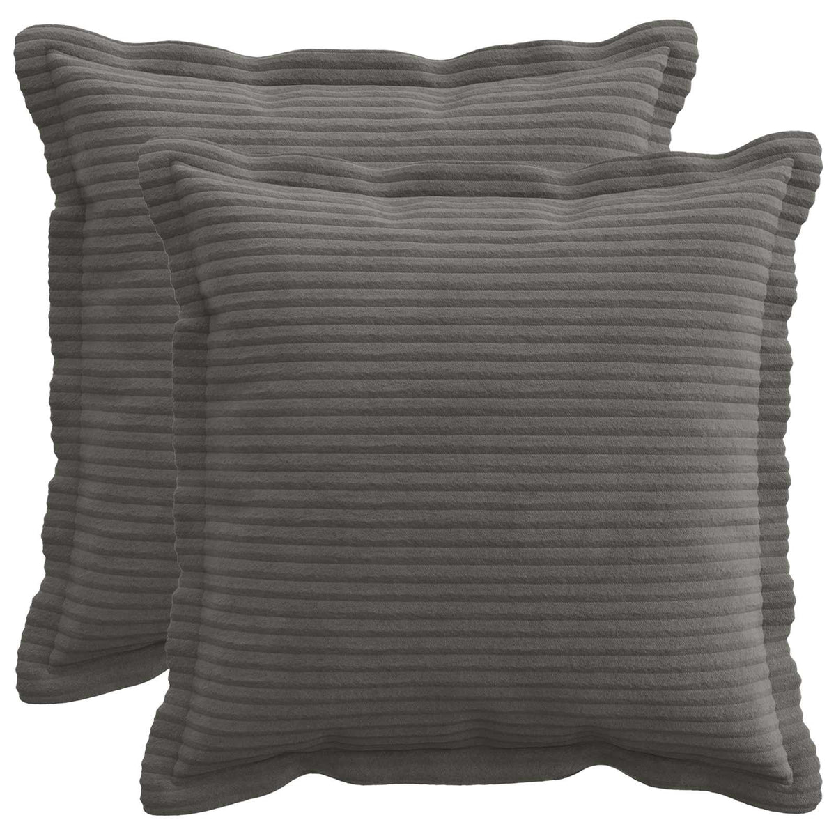 Cushion Cover 2 pcs HOUTEN Dark Grey 45 x 45 cm Corduroy