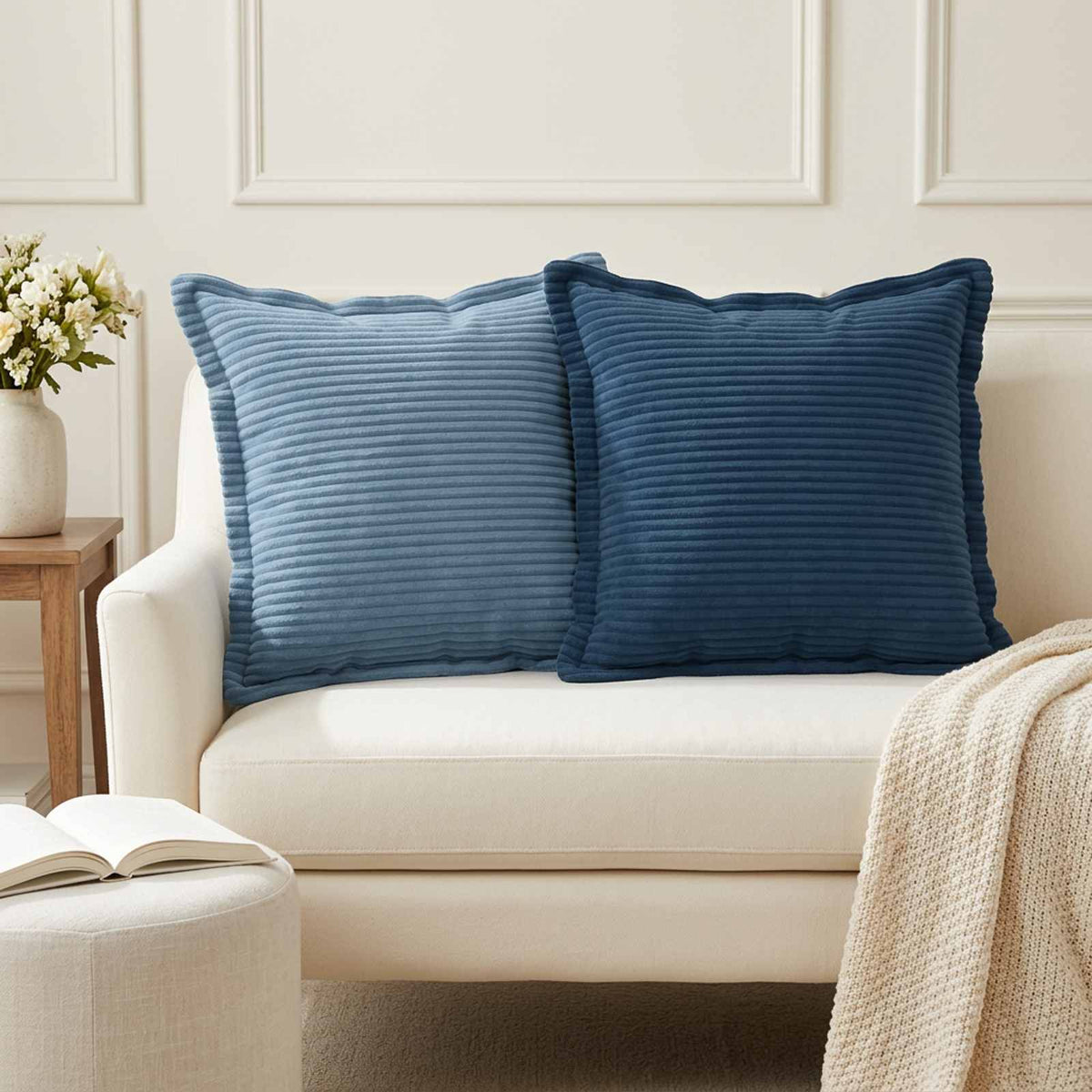 Cushion Cover 6 pcs HOUTEN Navy Blue 50 x 50 cm Corduroy
