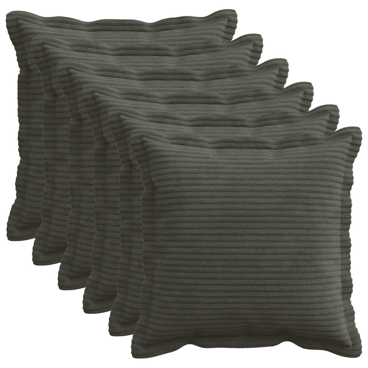 Cushion Cover 6 pcs HOUTEN Anthracite 45 x 45 cm Corduroy