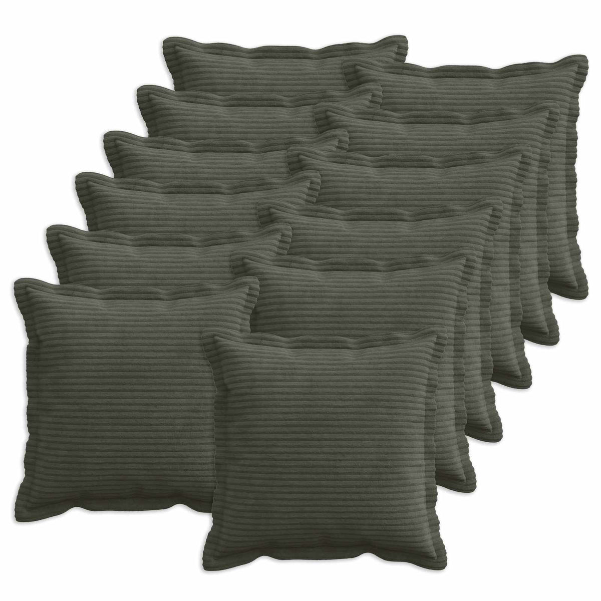 Cushion Cover 12 pcs HOUTEN Anthracite 45 x 45 cm Corduroy