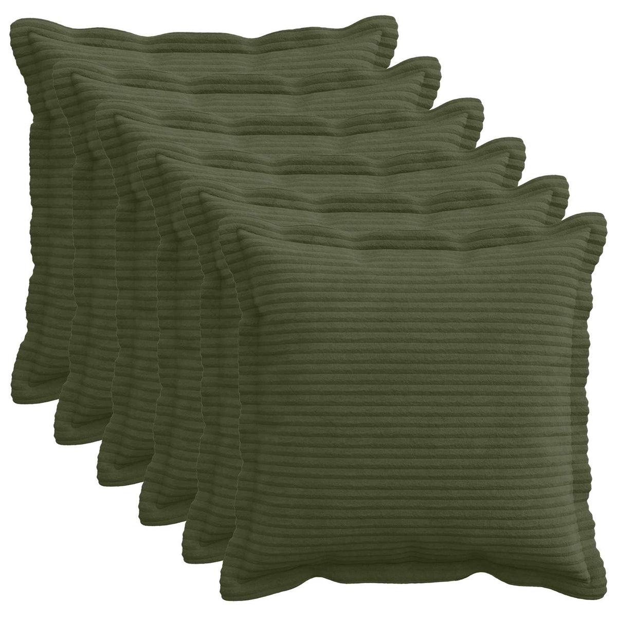 Cushion Cover 6 pcs HOUTEN Green 45 x 45 cm Corduroy