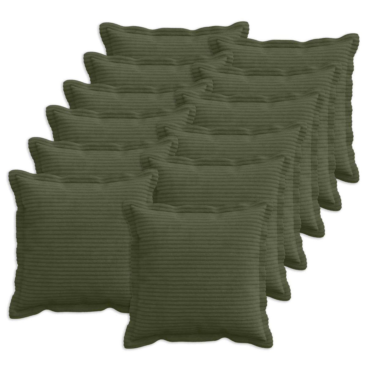 Cushion Cover 12 pcs HOUTEN Green 45 x 45 cm Corduroy