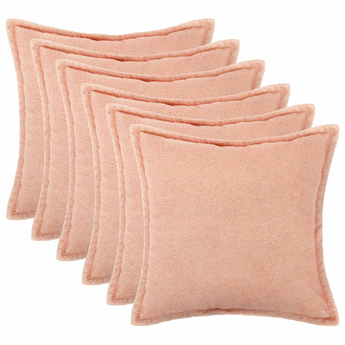 Cushion Cover 6 pcs HOUTEN Pink 45 x 45 cm Bouclé