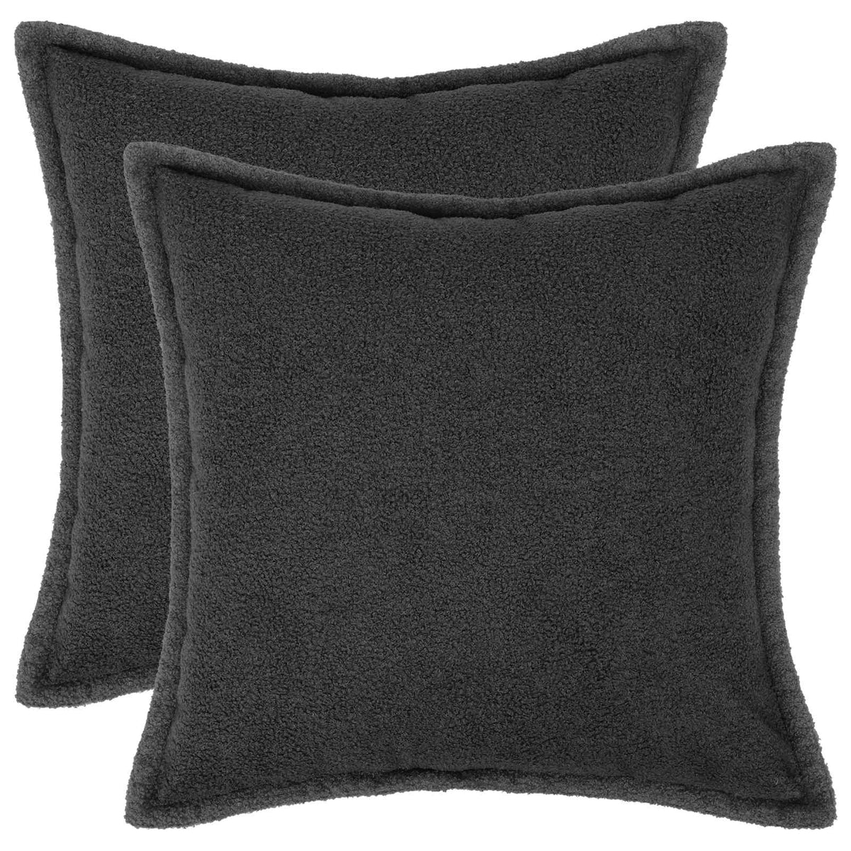 Cushion Cover 2 pcs HOUTEN Dark Grey 45 x 45 cm Bouclé