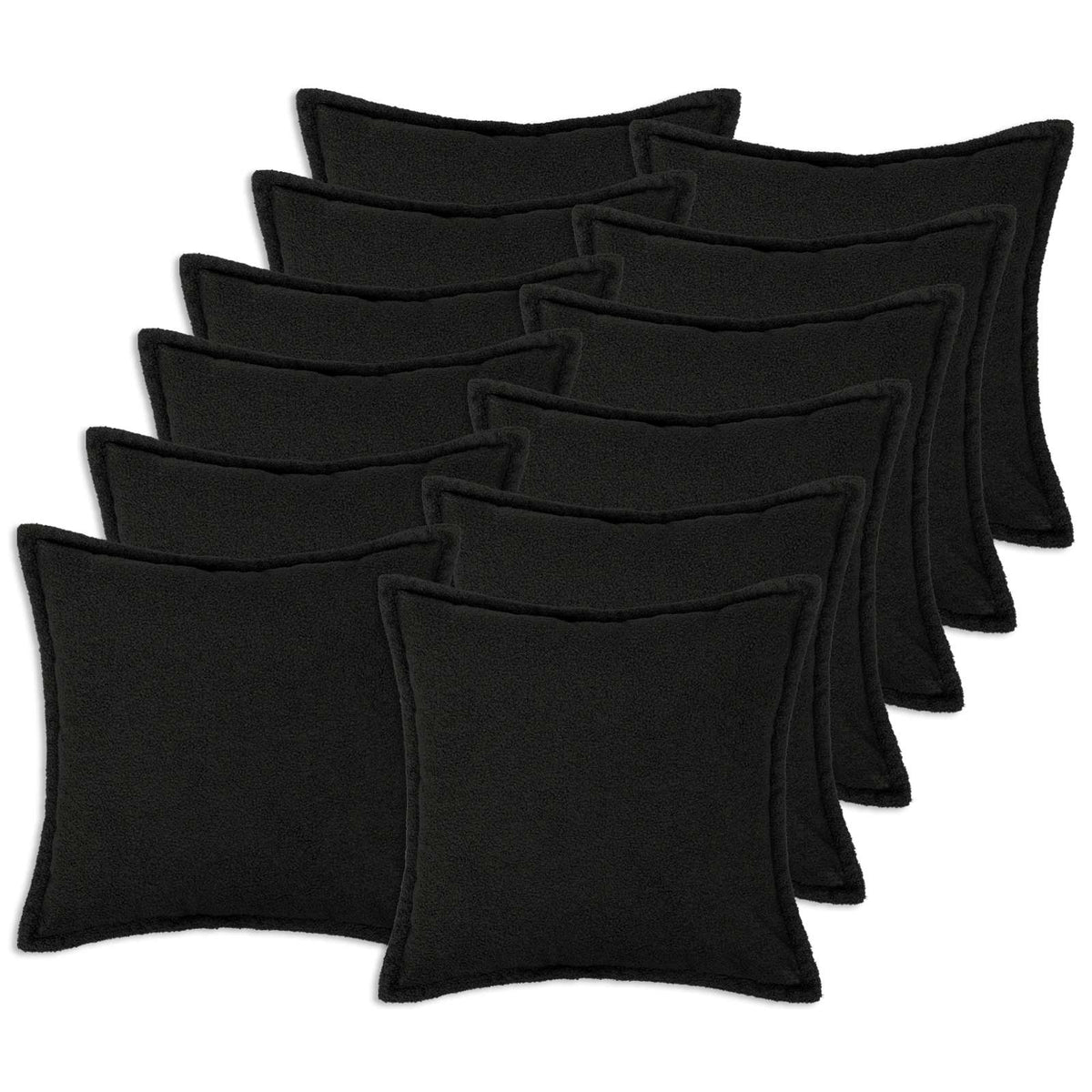 Cushion Cover 12 pcs HOUTEN Black 45 x 45 cm Bouclé