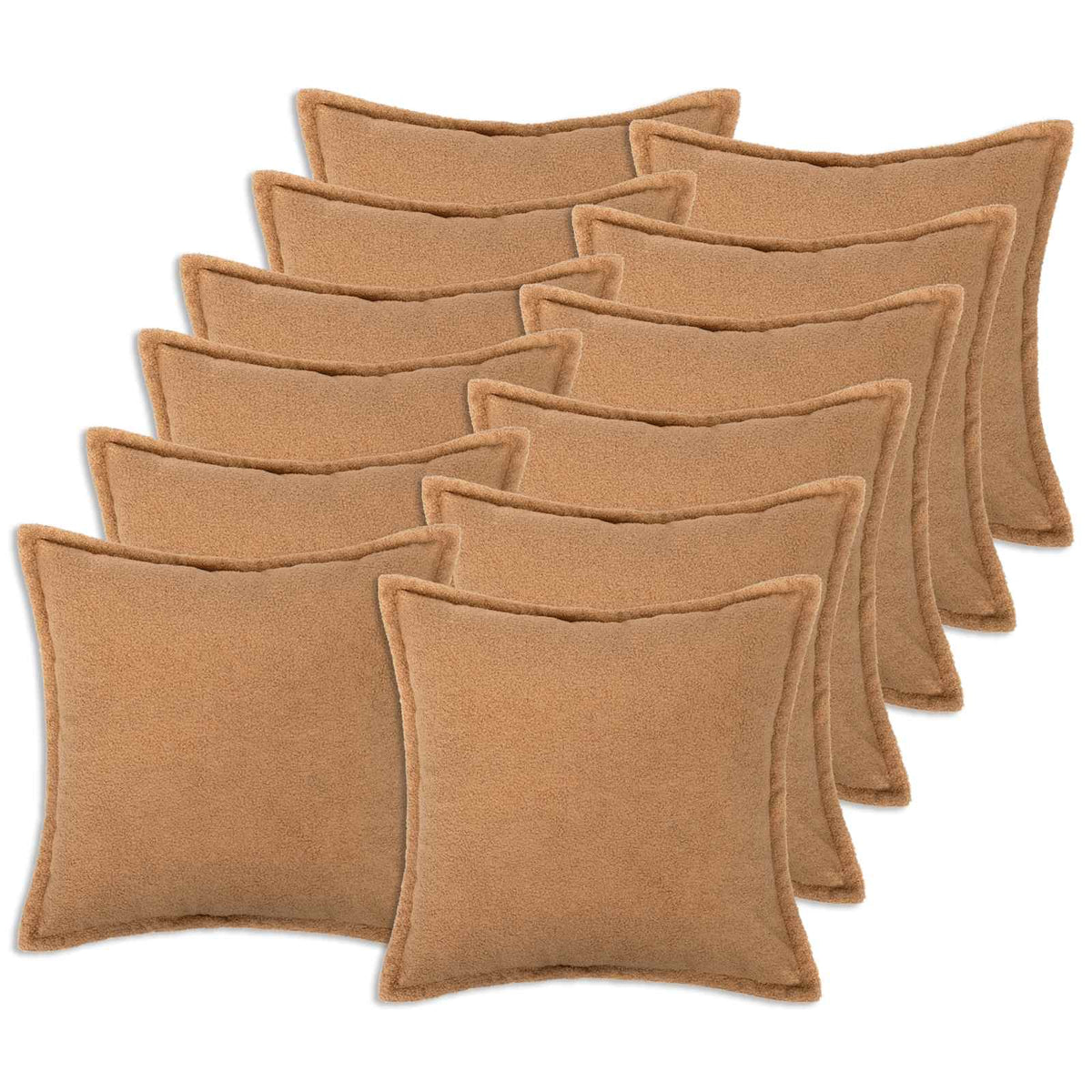 Cushion Cover 12 pcs HOUTEN Beige 45 x 45 cm Bouclé
