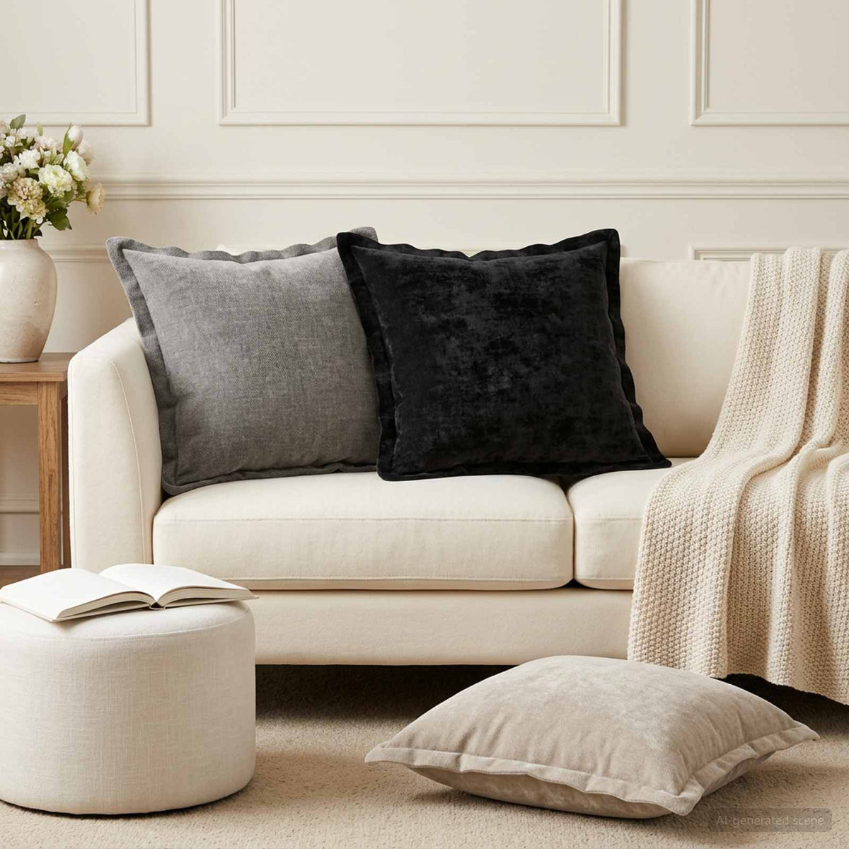 Cushion Cover 12 pcs HOUTEN Light Grey 50 x 50 cm