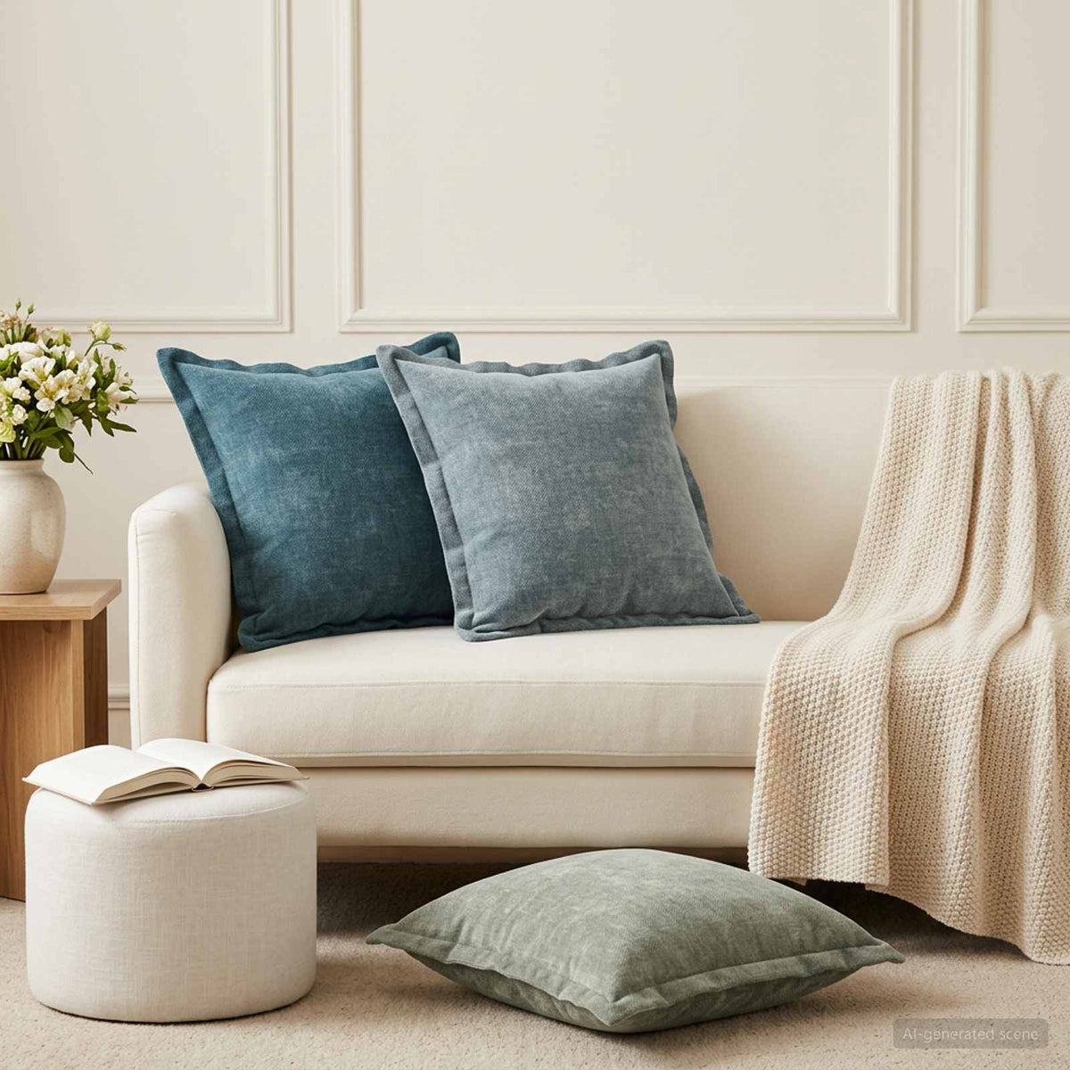 Cushion Cover 2 pcs HOUTEN Light Blue 45 x 45 cm