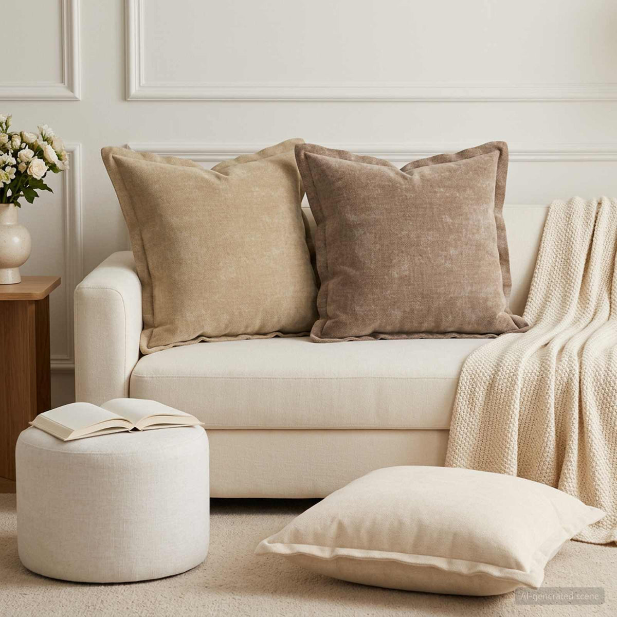 Cushion Cover 12 pcs HOUTEN Brown 50 x 50 cm Chenille Fabric