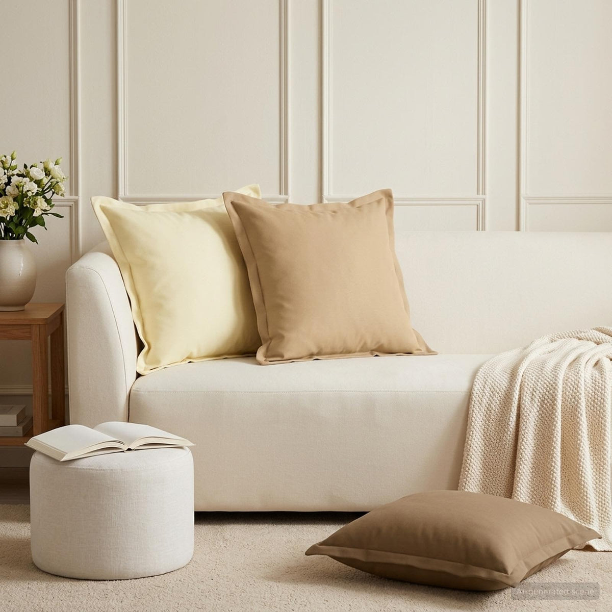 Cushion with Pillow HOUTEN 12 pcs Cream Polyester