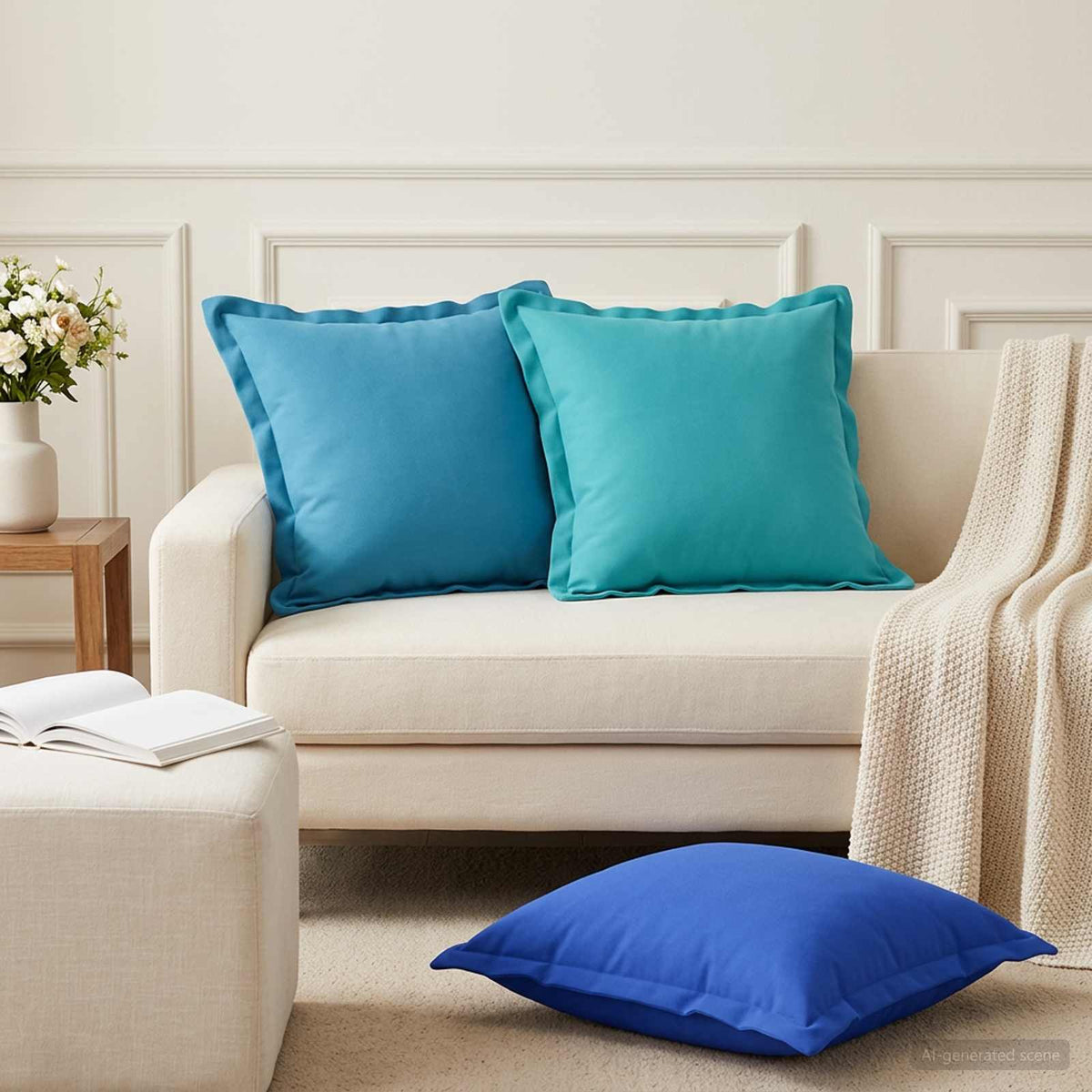 Cushion with Pillow HOUTEN 6 pcs Turquoise Polyester
